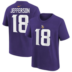 Justin Jefferson Minnesota Vikings Youth Player Name & Number T-Shirt Purple