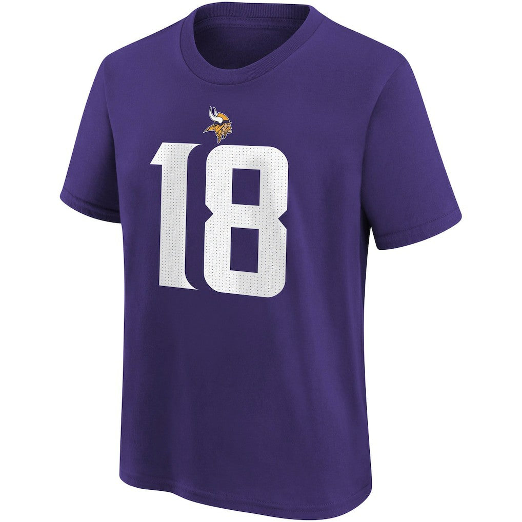 Justin Jefferson Minnesota Vikings Youth Player Name & Number T-Shirt Purple