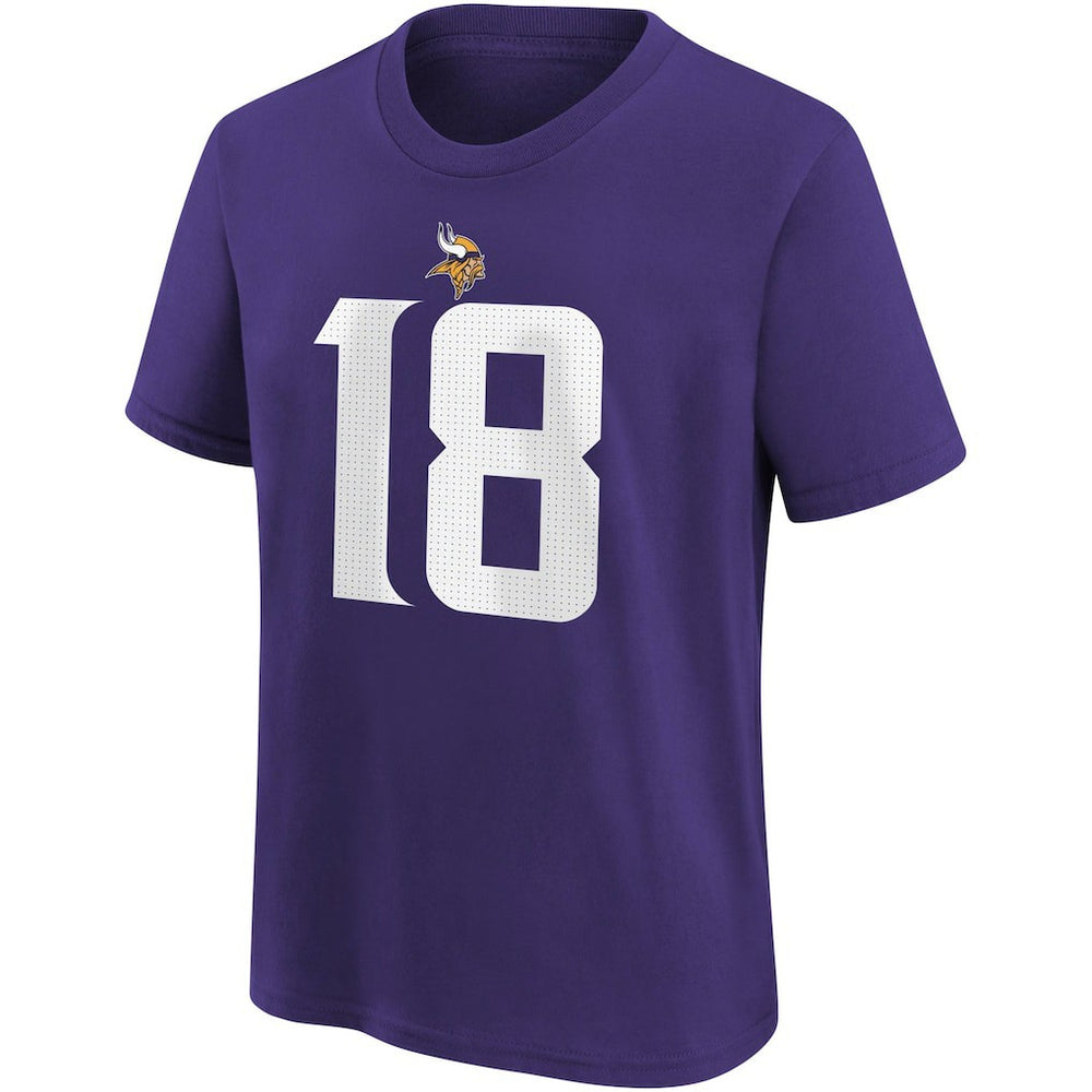Justin Jefferson Minnesota Vikings Youth Player Name & Number T-Shirt Purple
