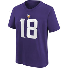 Justin Jefferson Minnesota Vikings Youth Player Name & Number T-Shirt Purple