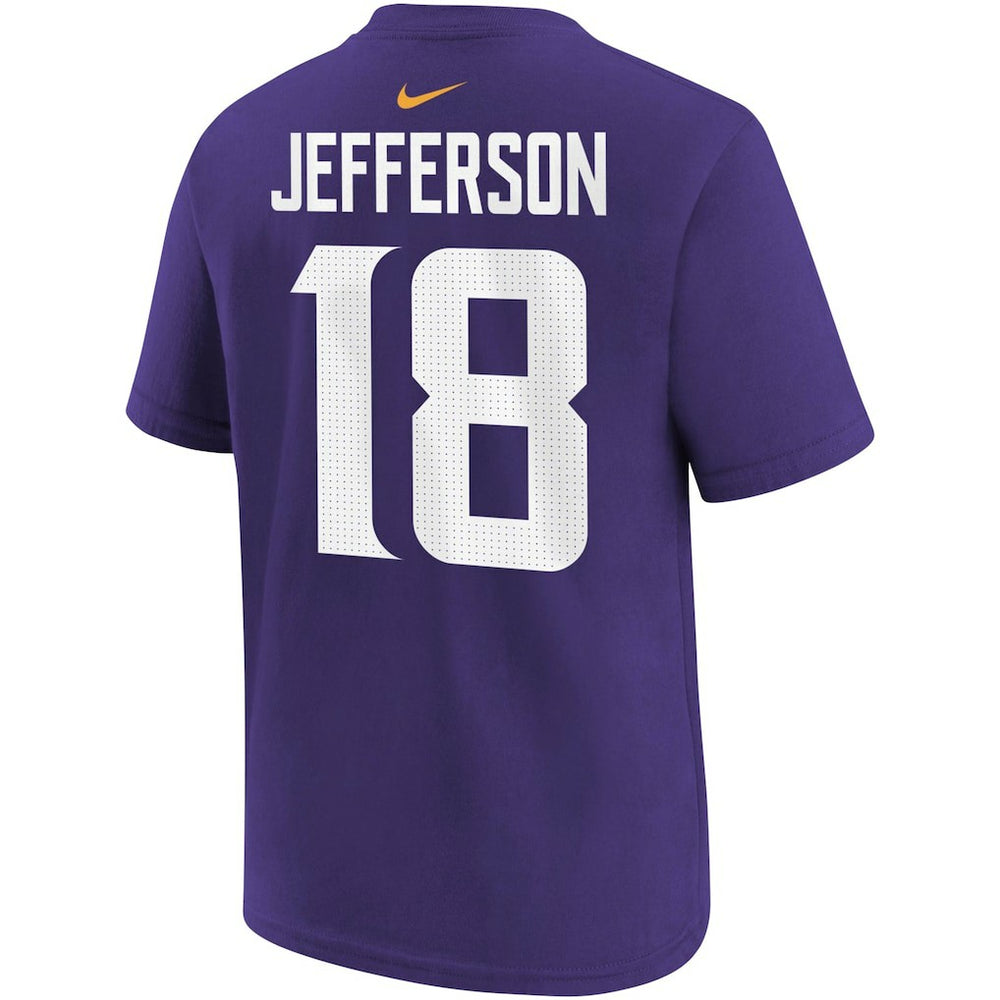 Justin Jefferson Minnesota Vikings Youth Player Name & Number T-Shirt Purple