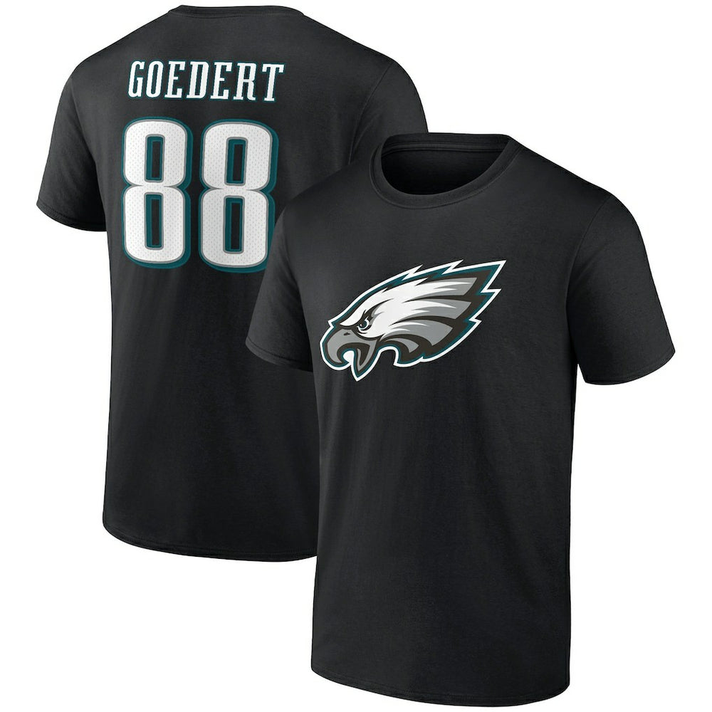 Dallas Goedert Philadelphia Eagles Icon Player Name & Number T-Shirt Black