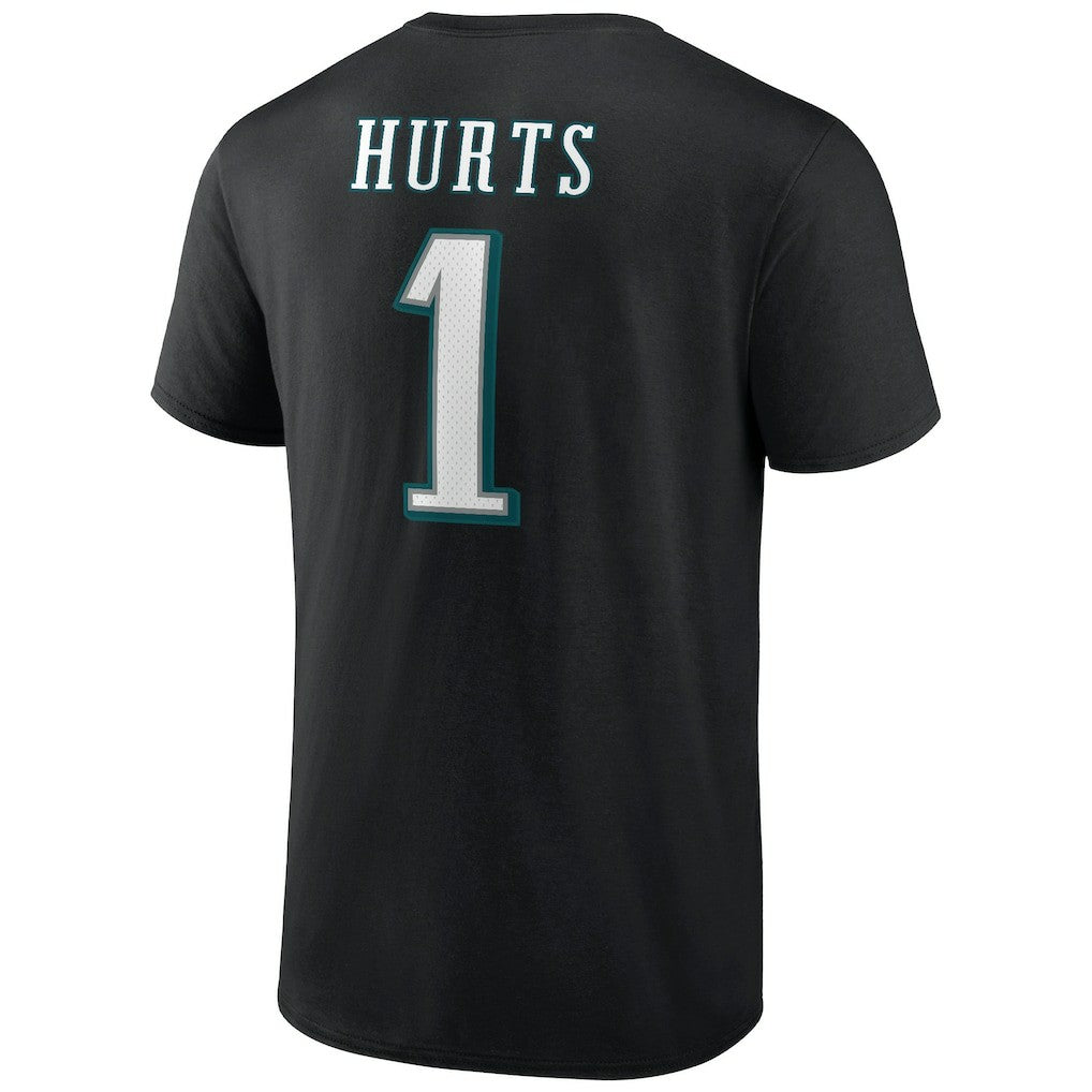 Jalen Hurts Philadelphia Eagles Icon Player Name & Number T-Shirt Black