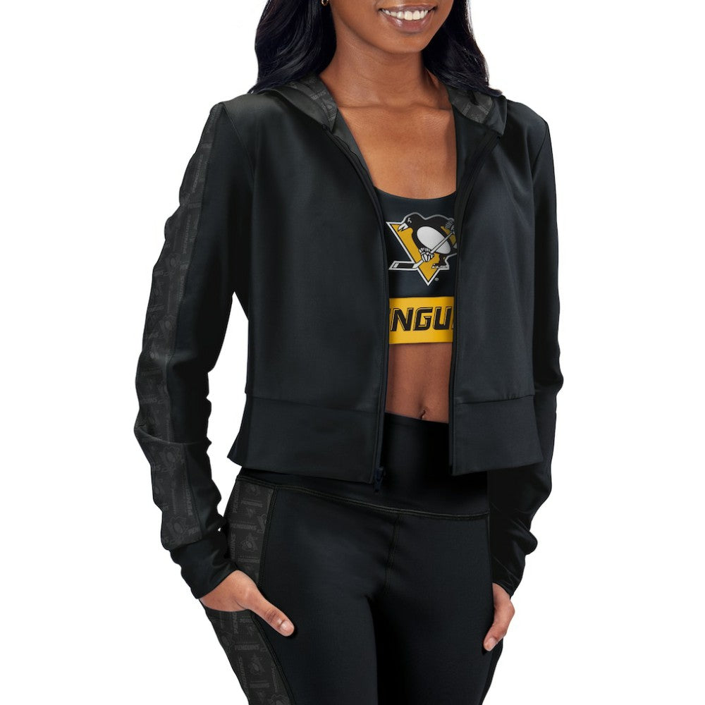 NHL Pittsburgh Penguins Women's Cropped Full-Zip Hoodie - Black