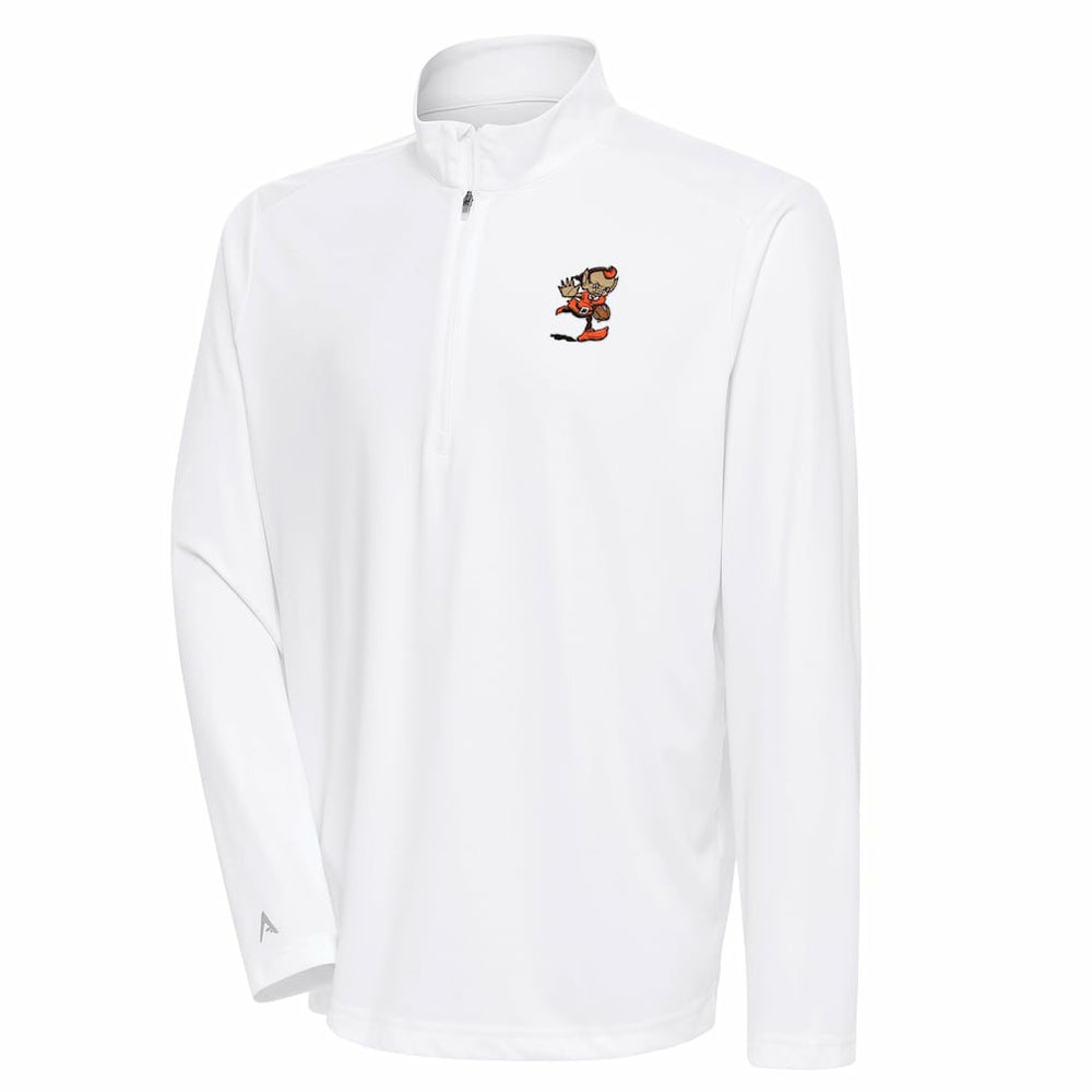 Cleveland Browns Antigua Team Logo Tribute Quarter-Zip Pullover Top White