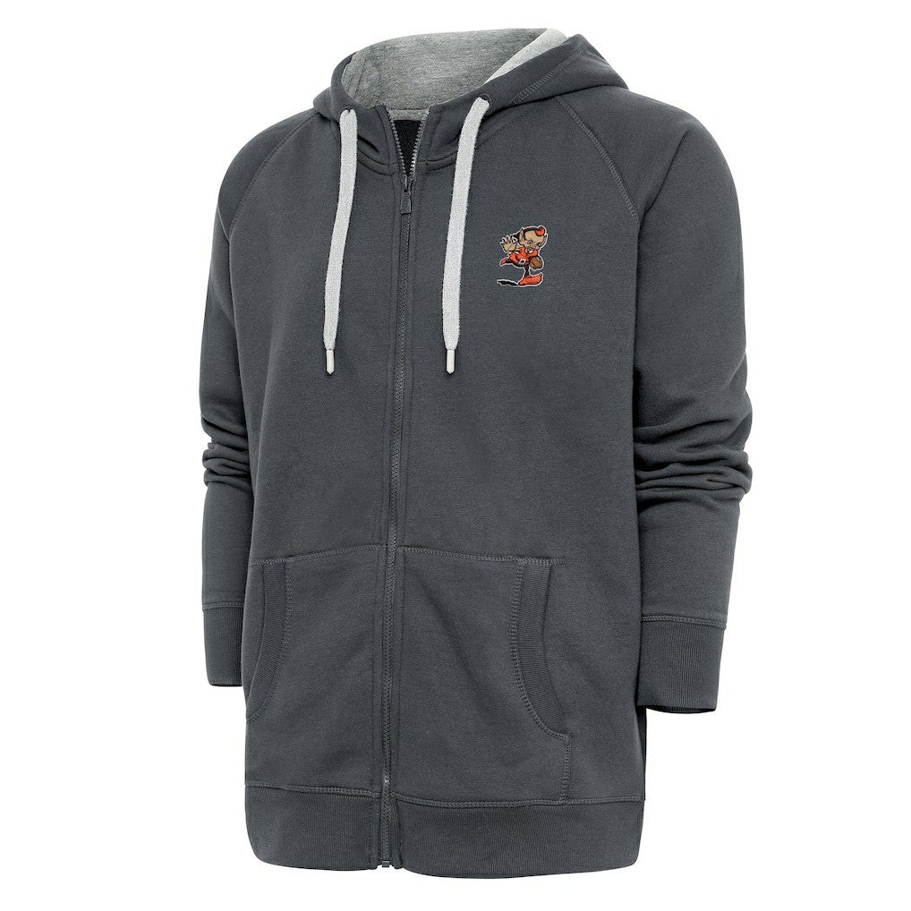 Cleveland Browns Antigua Team Logo Victory Full-Zip Hoodie Charcoal