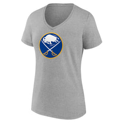 NHL Buffalo Sabres Women's Primary Logo Team V-Neck T-Shirt - Heather Gray