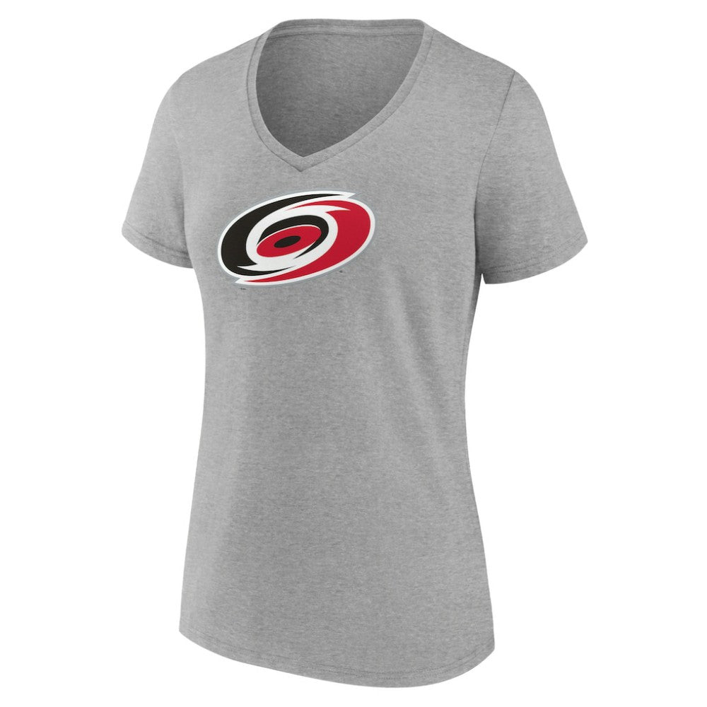 NHL Carolina Hurricanes Women's Primary Logo Team V-Neck T-Shirt - Heather Gray