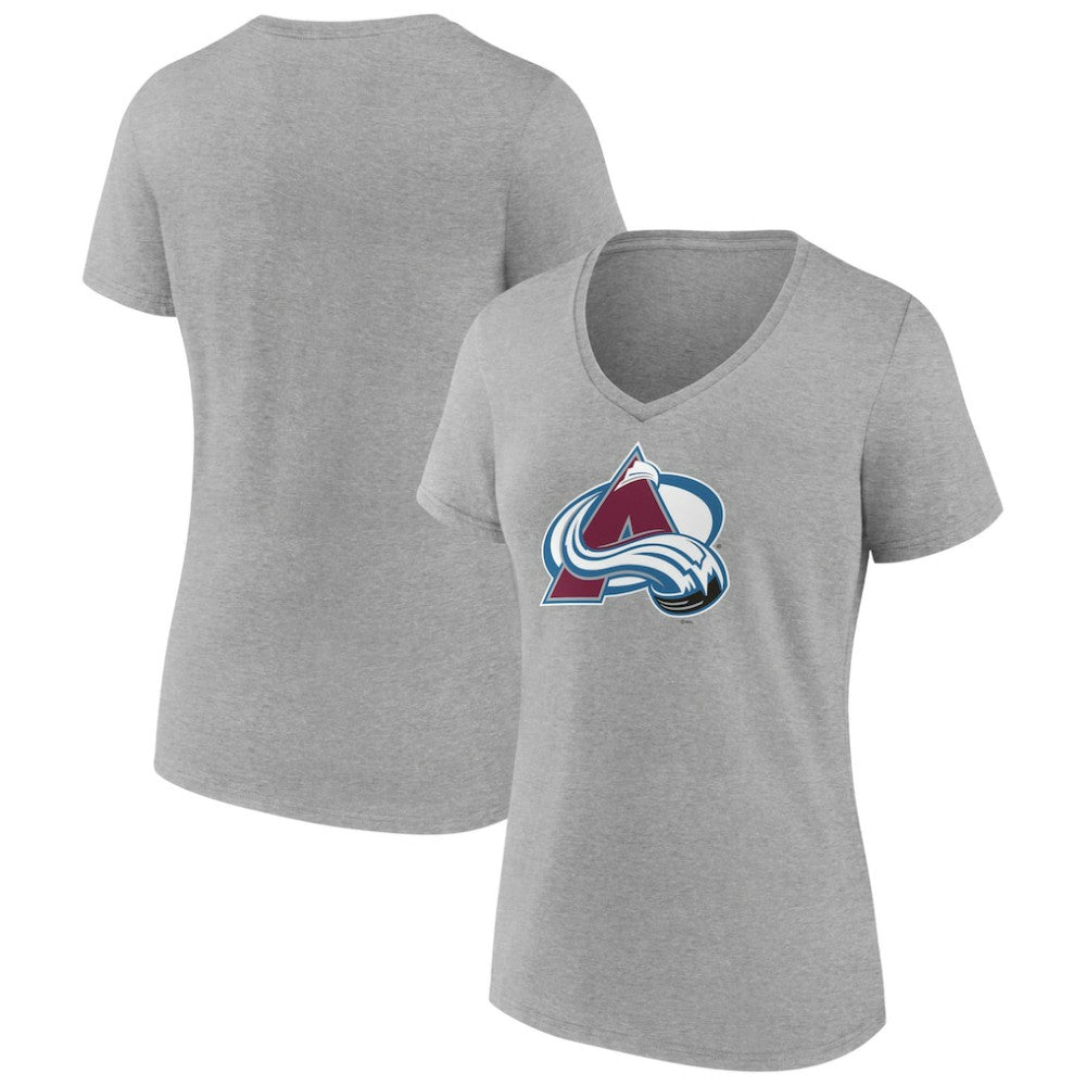 NHL Colorado Avalanche Women's Primary Logo Team V-Neck T-Shirt - Heather Gray