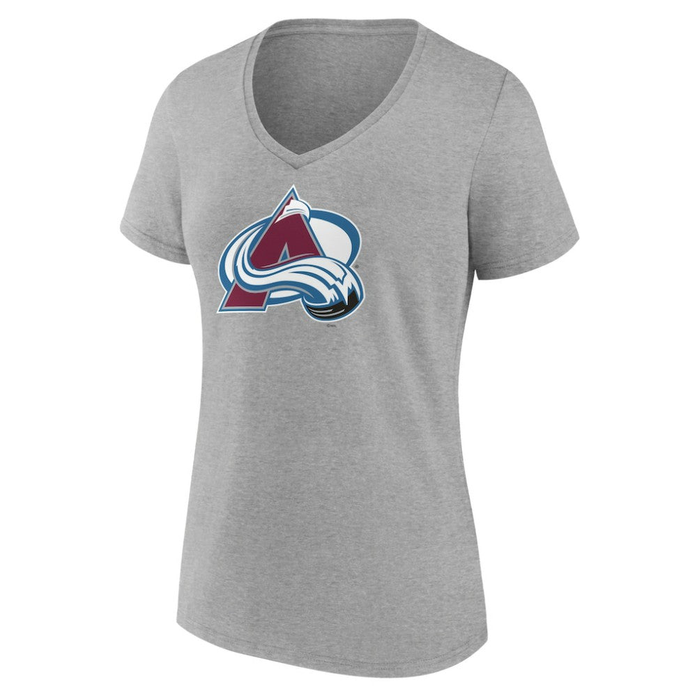 NHL Colorado Avalanche Women's Primary Logo Team V-Neck T-Shirt - Heather Gray