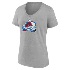 NHL Colorado Avalanche Women's Primary Logo Team V-Neck T-Shirt - Heather Gray