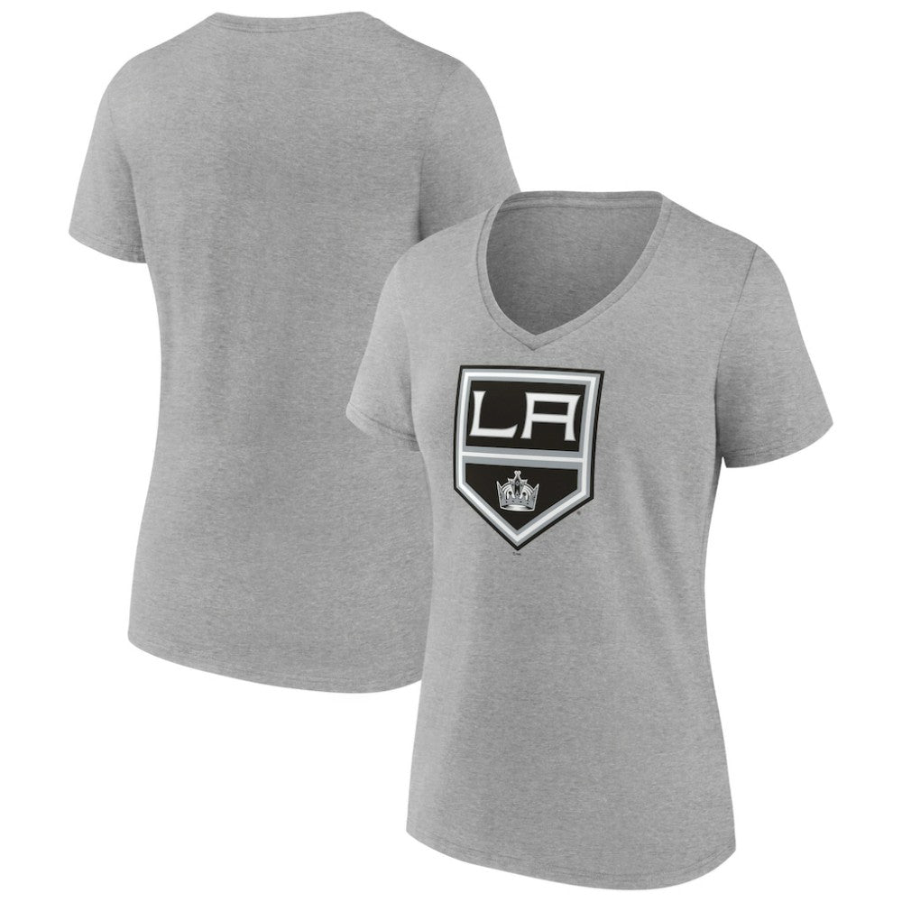NHL Los Angeles Kings Women's Primary Logo Team V-Neck T-Shirt - Heather Gray