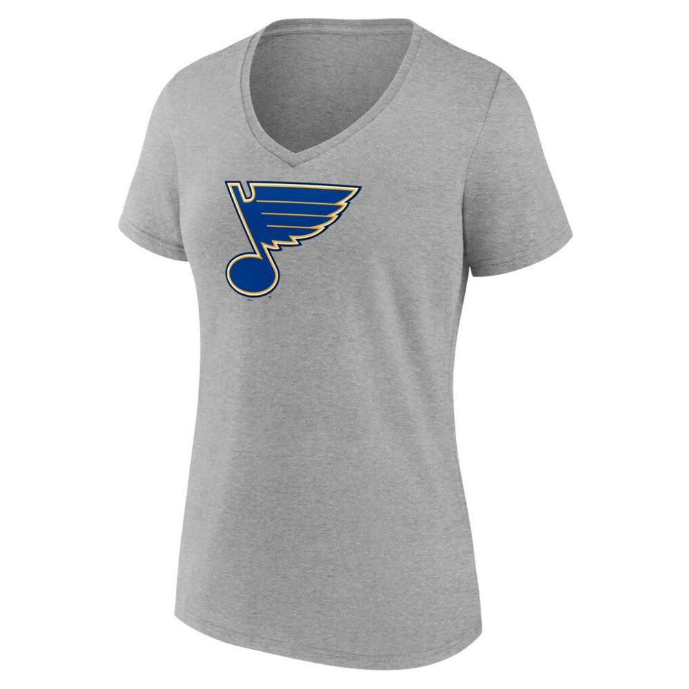 NHL St. Louis Blues Women's Primary Logo Team V-Neck T-Shirt - Heather Gray