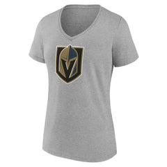 NHL Vegas Golden Knights Women's Primary Logo Team V-Neck T-Shirt - Heather Gray