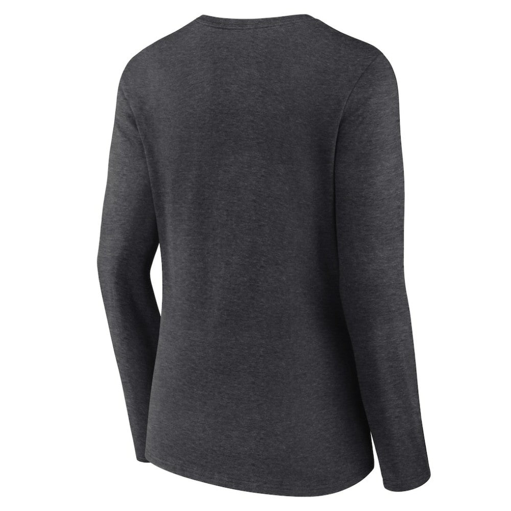 NHL Boston Bruins Women's Primary Team Logo Long Sleeve V-Neck T-Shirt - Heather Charcoal