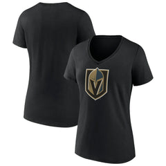 NHL Vegas Golden Knights Women's Team Primary Logo V-Neck T-Shirt - Black