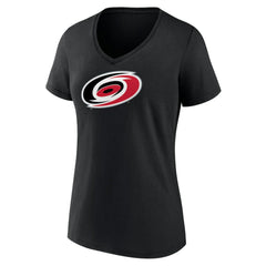 NHL Carolina Hurricanes Women's Team Primary Logo V-Neck T-Shirt - Black