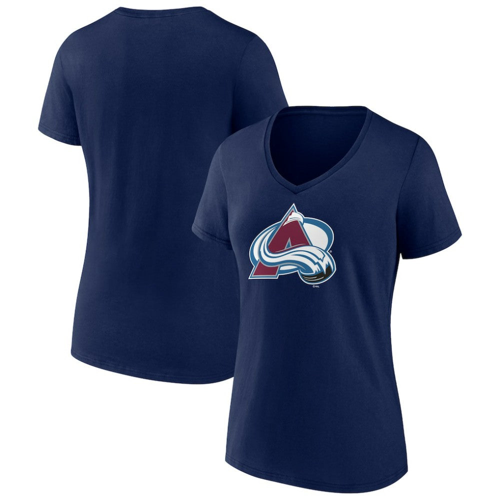 NHL Colorado Avalanche Women's Team Primary Logo V-Neck T-Shirt - Navy
