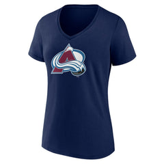 NHL Colorado Avalanche Women's Team Primary Logo V-Neck T-Shirt - Navy
