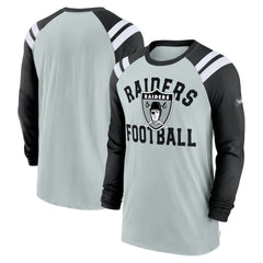 Las Vegas Raiders Classic Arc Raglan Tri-Blend Long Sleeve T-Shirt Silver/Black