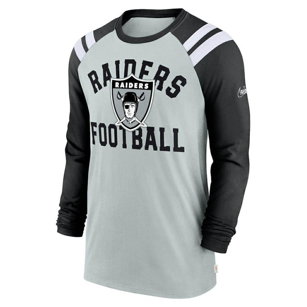 Las Vegas Raiders Classic Arc Raglan Tri-Blend Long Sleeve T-Shirt Silver/Black