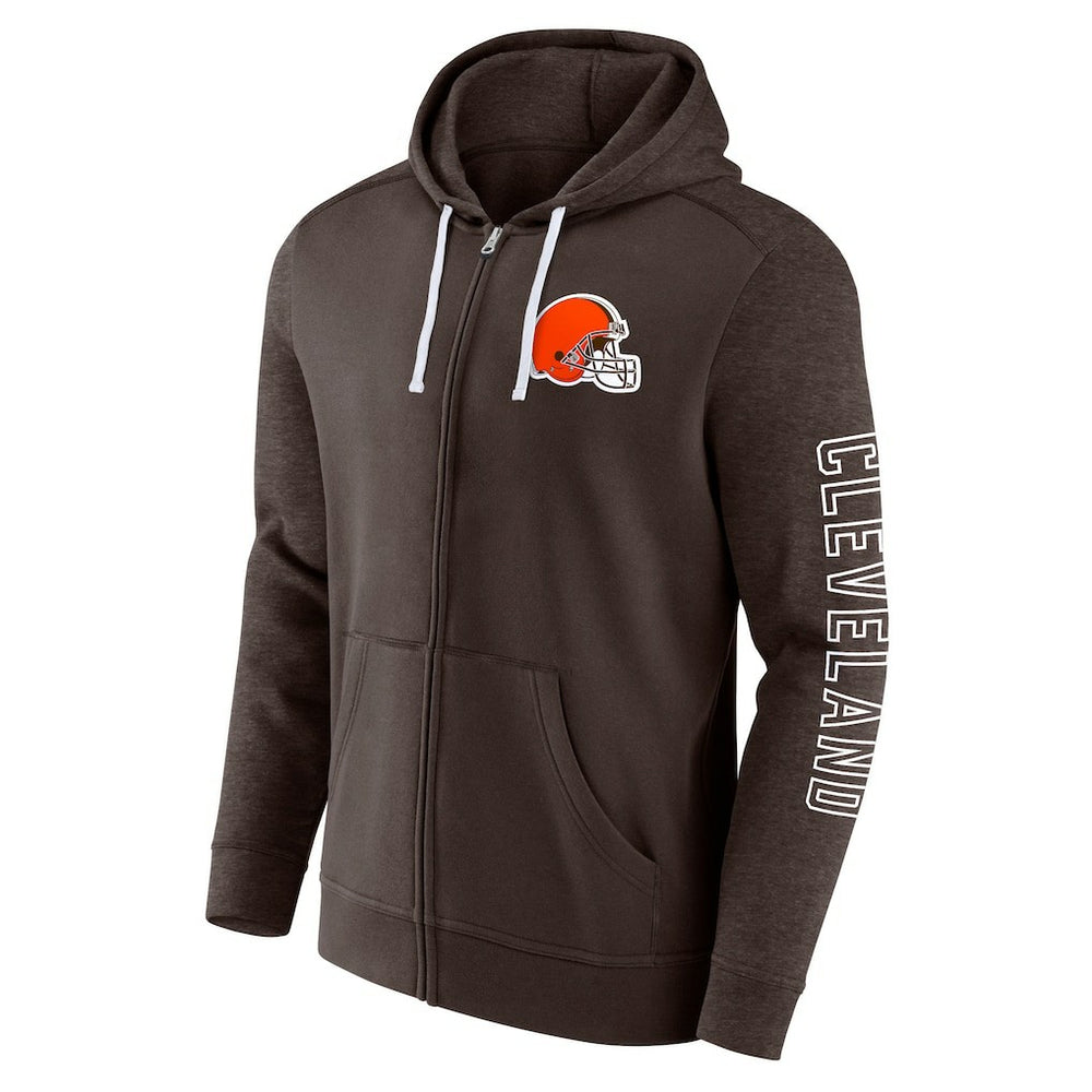 Cleveland Browns Offensive Lineup Hoodie Full-Zip Hoodie Brown