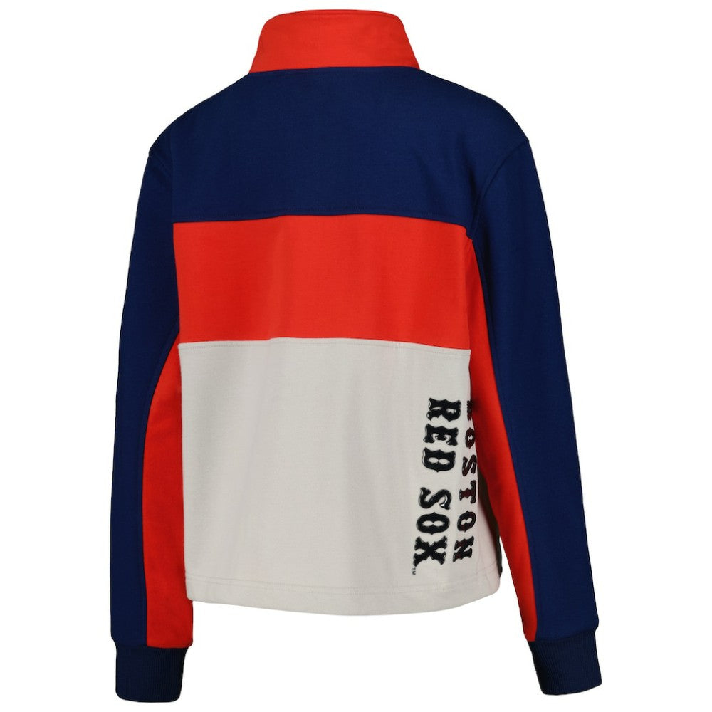 Boston Red Sox The Wild Collective Women's Color Block Half-Zip Jacket - Navy/Red Jackets