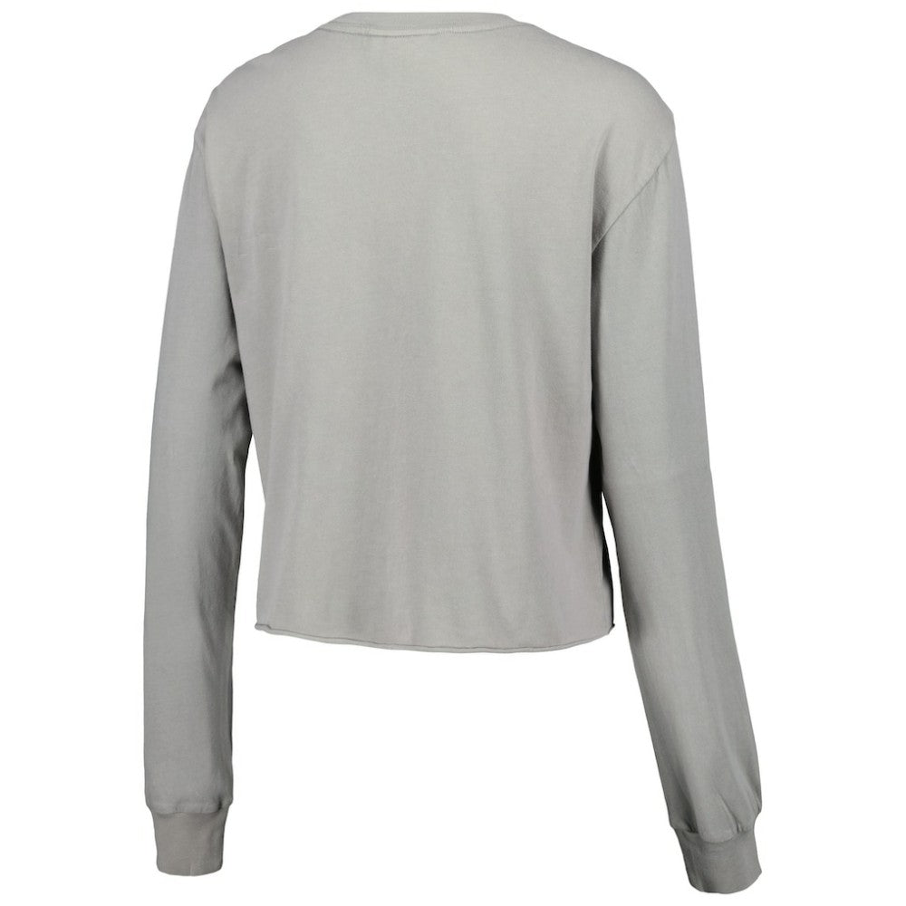 Atlanta Braves The Wild Collective Women's Cropped Long Sleeve T-Shirt - Gray T-shirts