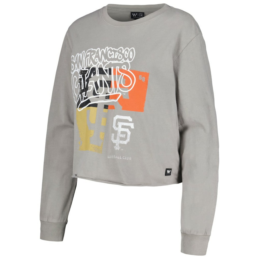 San Francisco Giants The Wild Collective Women's Cropped Long Sleeve T-Shirt - Gray T-shirts