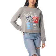 St. Louis Cardinals The Wild Collective Women's Cropped Long Sleeve T-Shirt - Gray T-shirts