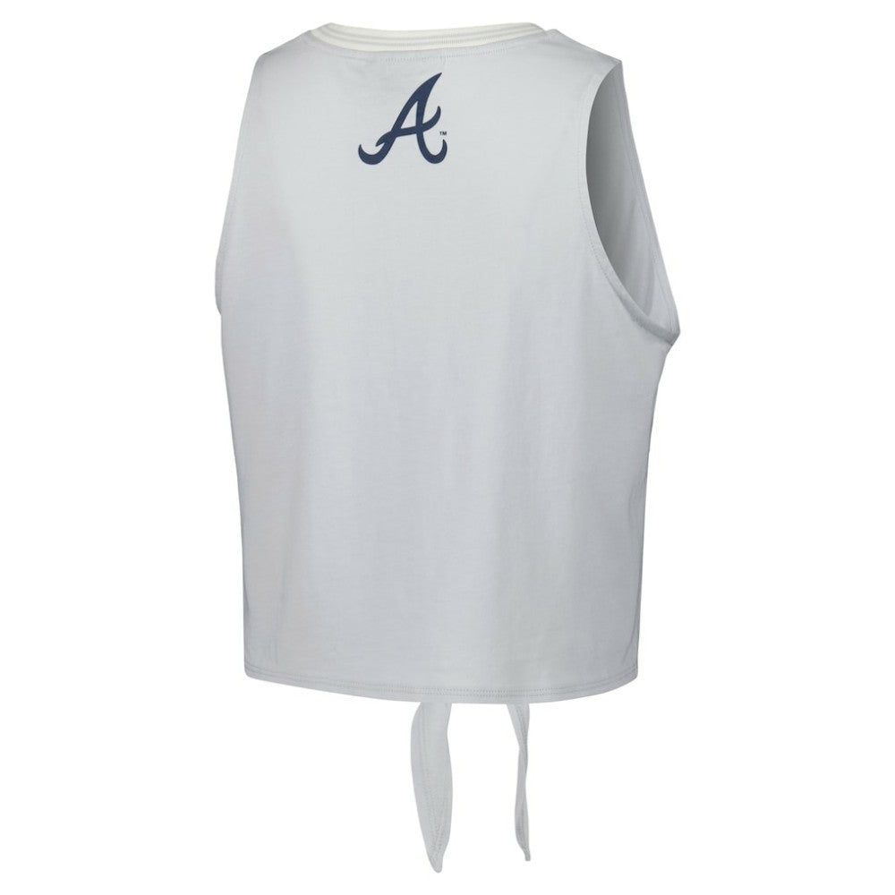 Atlanta Braves The Wild Collective Women's Twisted Tie Front Tank Top - White Tanks