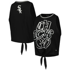 Chicago White Sox The Wild Collective Women's Twisted Tie Front Tank Top - Black Tanks