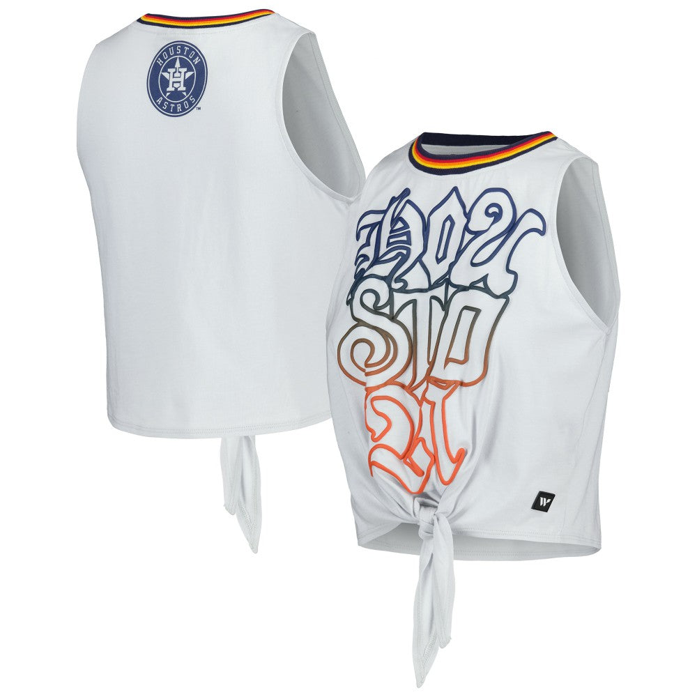 Houston Astros The Wild Collective Women's Twisted Tie Front Tank Top - Gray Tanks