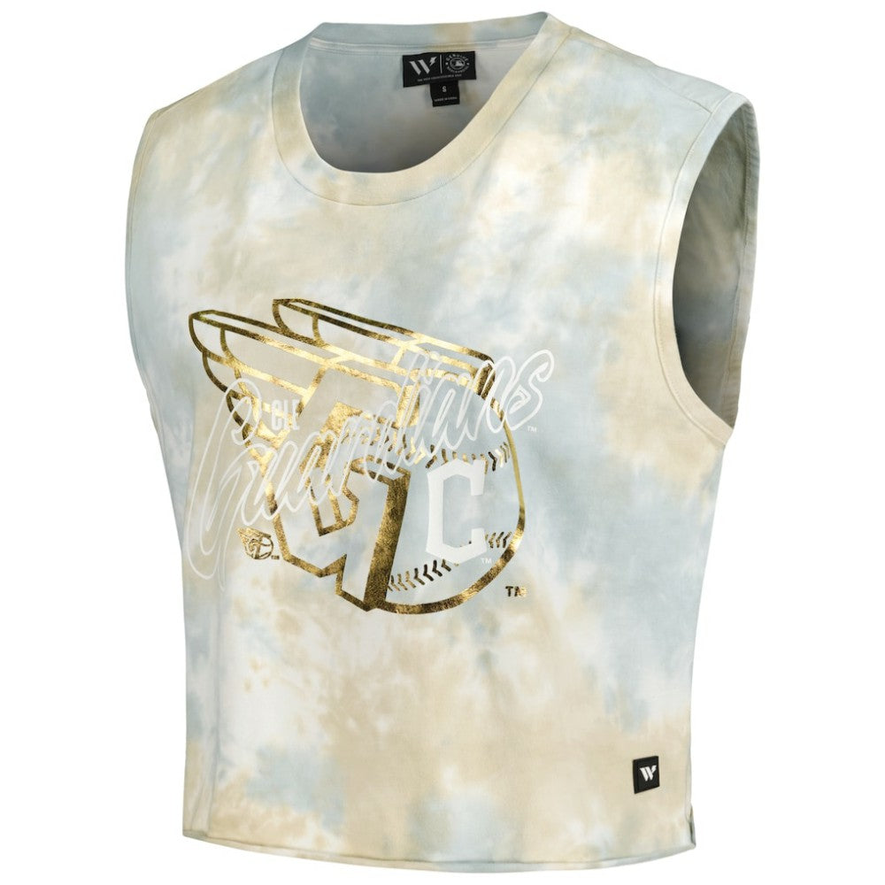 Cleveland Guardians The Wild Collective Women's Washed Muscle Tank Top - White Tanks