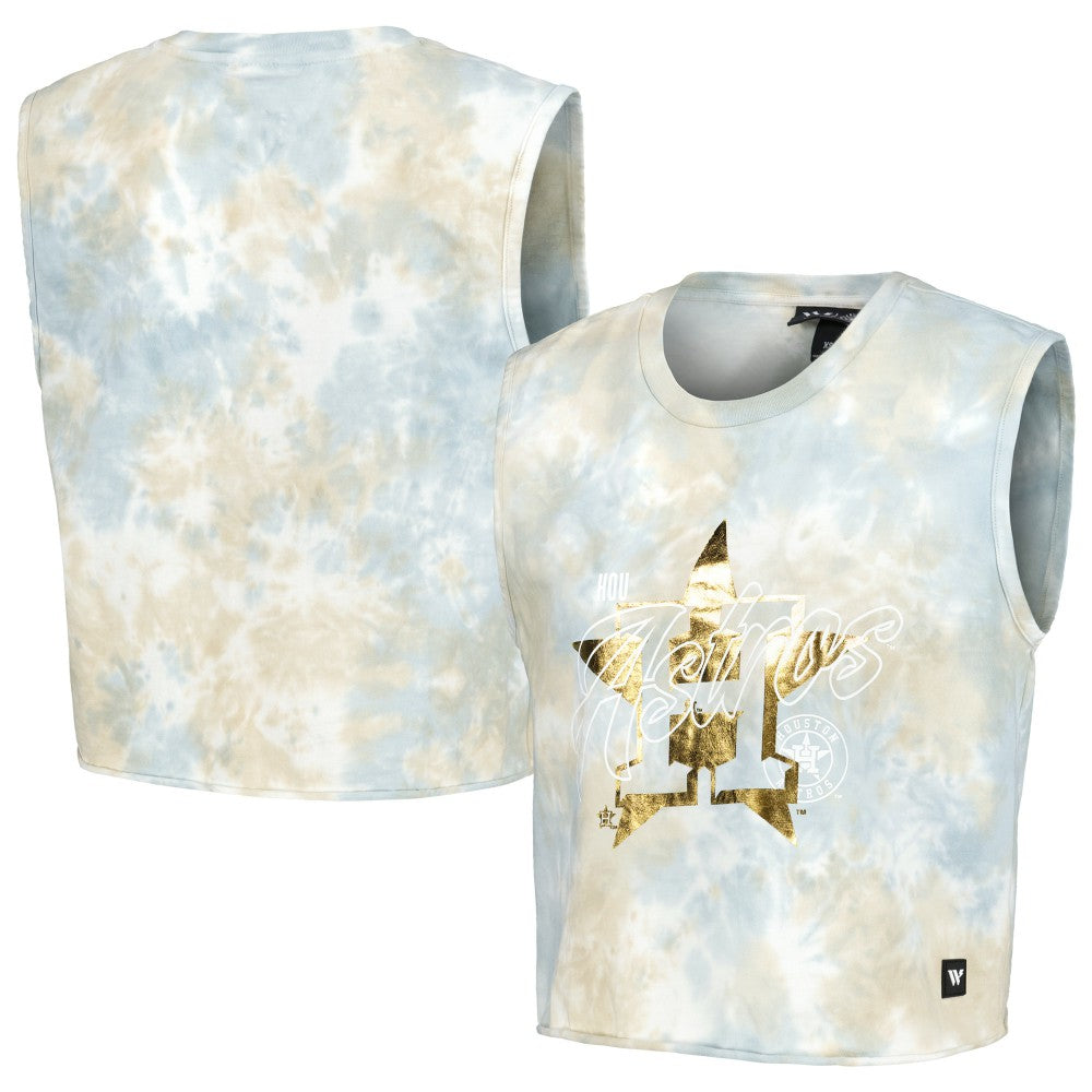 Houston Astros The Wild Collective Women's Washed Muscle Tank Top - White Tanks