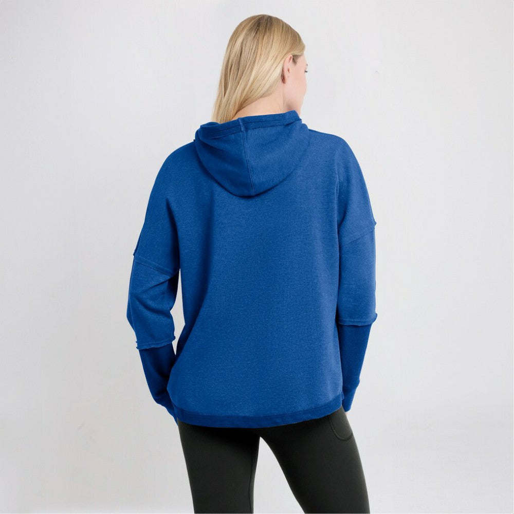 NHL St. Louis Blues Fanatics Women's Lux Lounge Helmet Arch Pullover Hoodie - Heather Blue