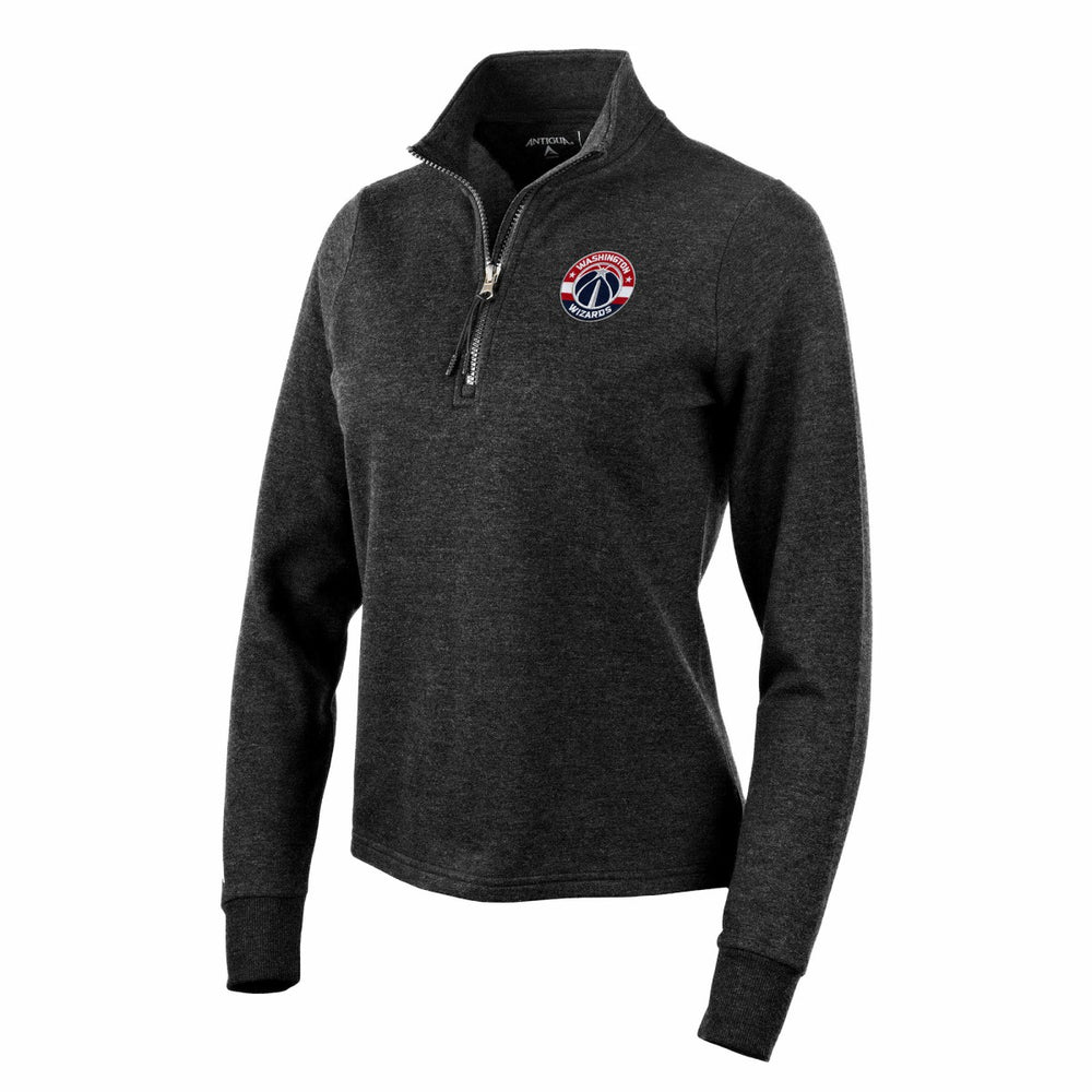 Washington Wizards Antigua Women's Action Quarter-Zip Pullover Sweatshirt Heather Black