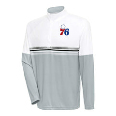 Philadelphia 76ers Antigua Bender Quarter-Zip Pullover Top White/Black