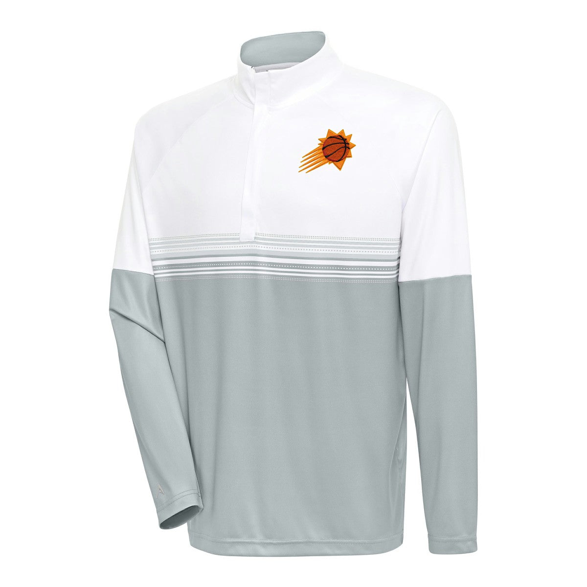 Phoenix Suns Antigua Bender Quarter-Zip Pullover Top White/Gray