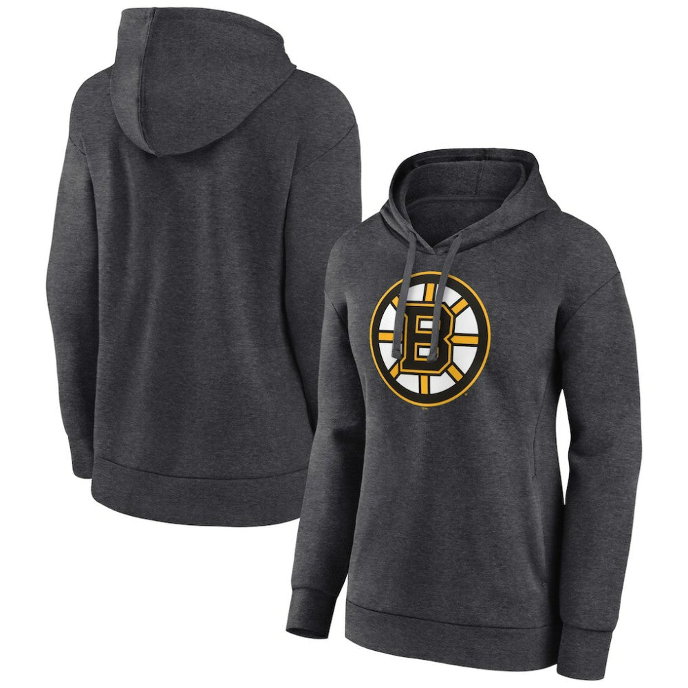 NHL Boston Bruins Women's Primary Logo Pullover Hoodie - Charcoal