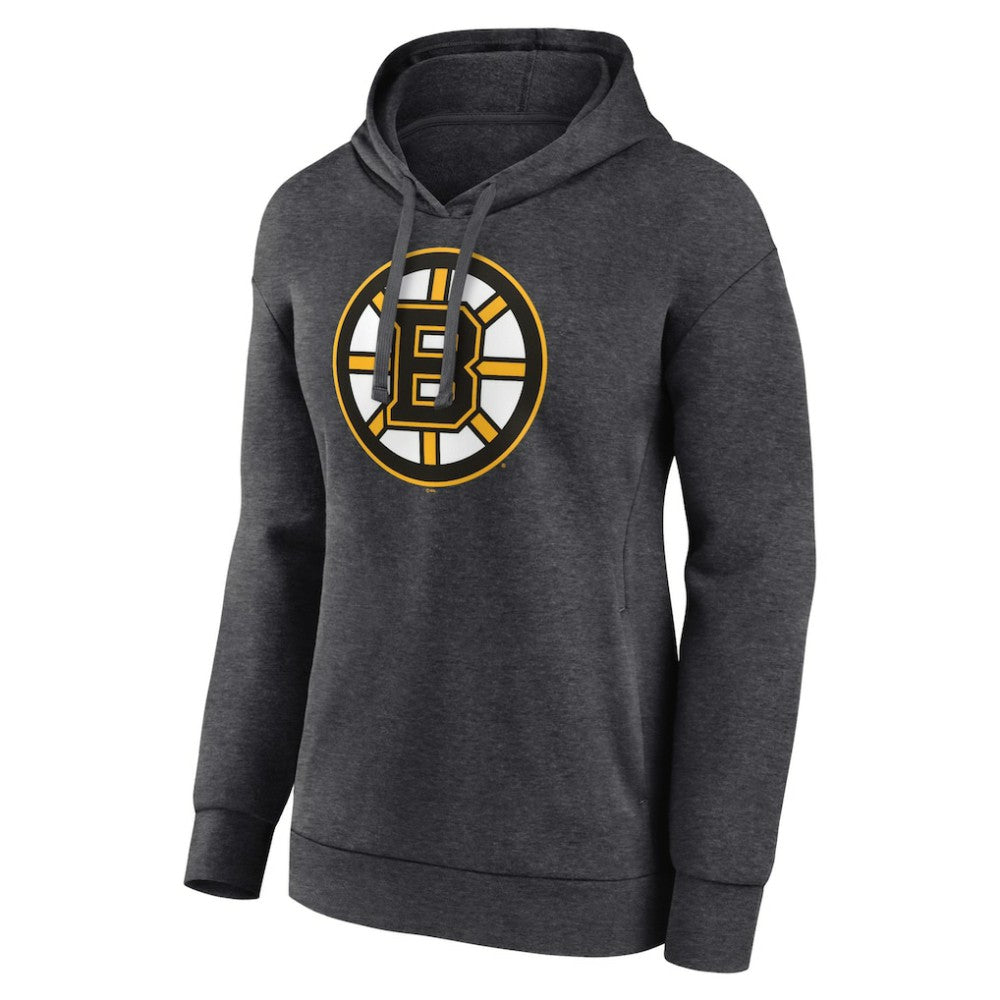 NHL Boston Bruins Women's Primary Logo Pullover Hoodie - Charcoal