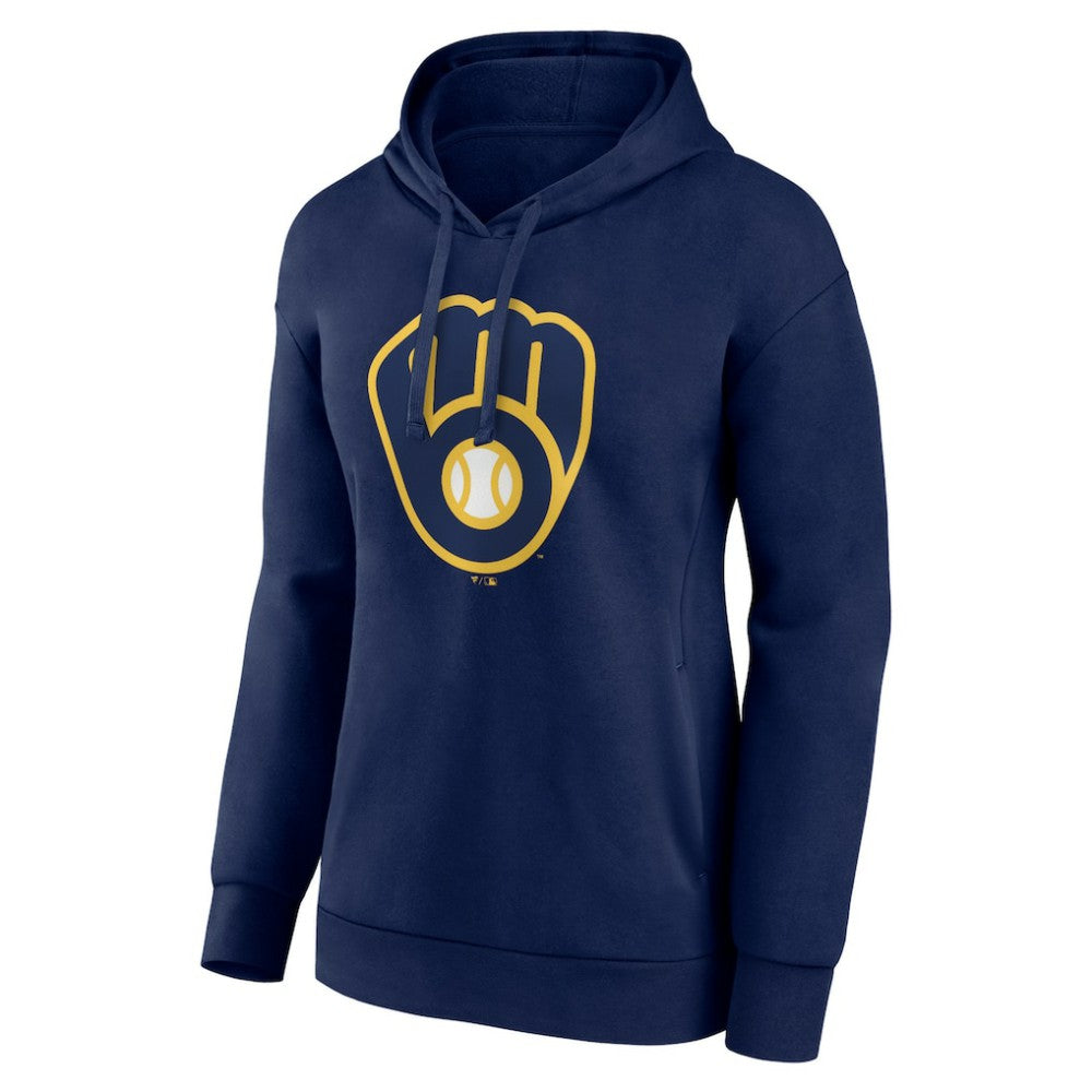 Milwaukee Brewers Women's Core Logo Pullover Hoodie - Navy Hoodies
