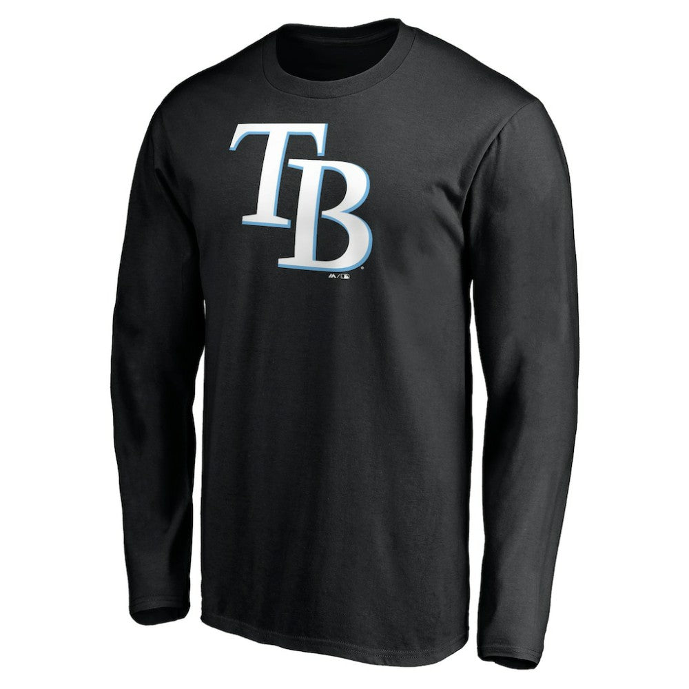 Tampa Bay Rays Official Team Logo Long Sleeve T-Shirt - Black T-shirts