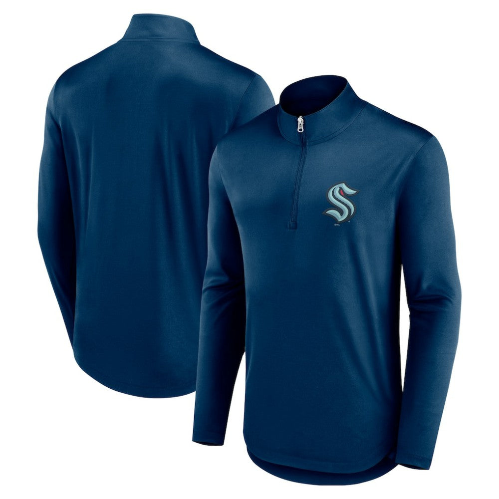 NHL Seattle Kraken Fanatics Mock Neck Quarter-Zip Top - Deep Sea Blue