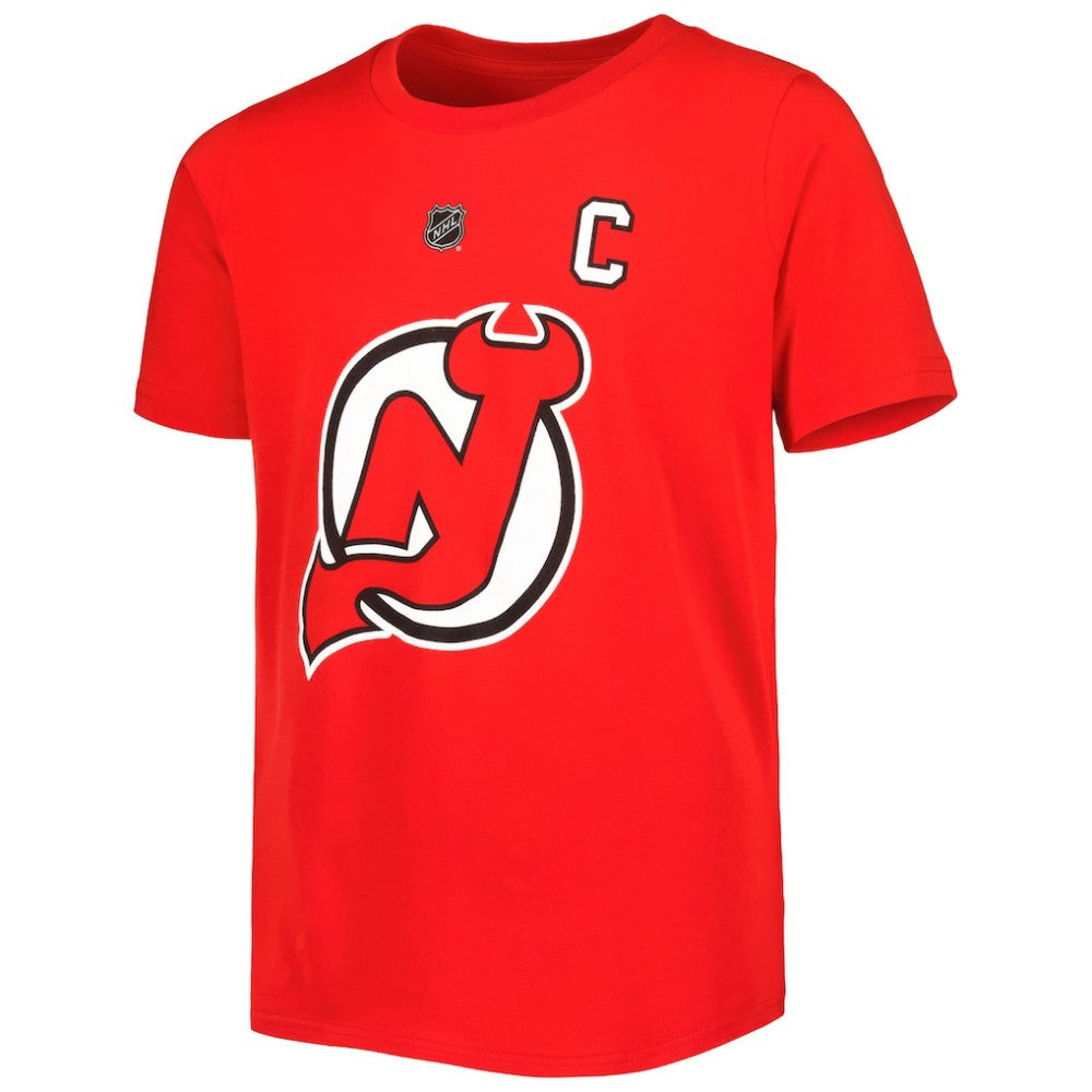 NHL Nico Hischier New Jersey Devils Youth Player Name & Number T-Shirt - Red