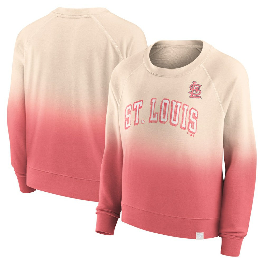 St. Louis Cardinals Fanatics Women's Luxe Lounge Arch Raglan Pullover Sweatshirt - Tan/Red Pullover