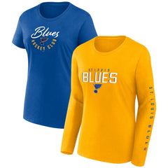 NHL St. Louis Blues Fanatics Women's Long and Short Sleeve Two-Pack T-Shirt Set - Blue