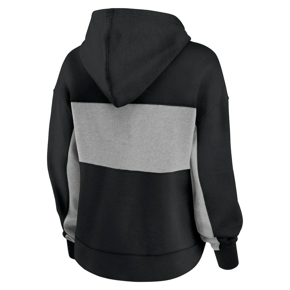 Carolina Panthers Women's Filled Stat Sheet Lighweight Modest Crop Hoodie Black