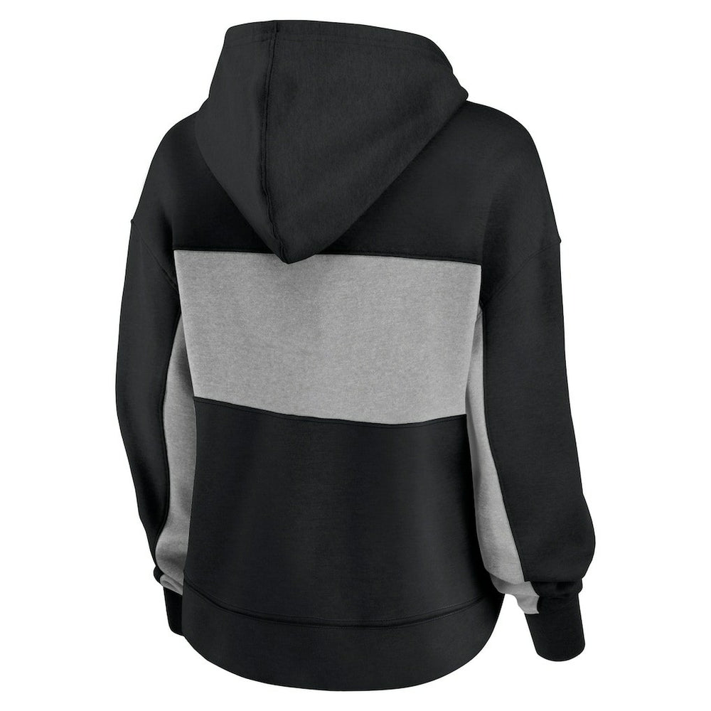 Carolina Panthers Women's Filled Stat Sheet Lighweight Modest Crop Hoodie Black