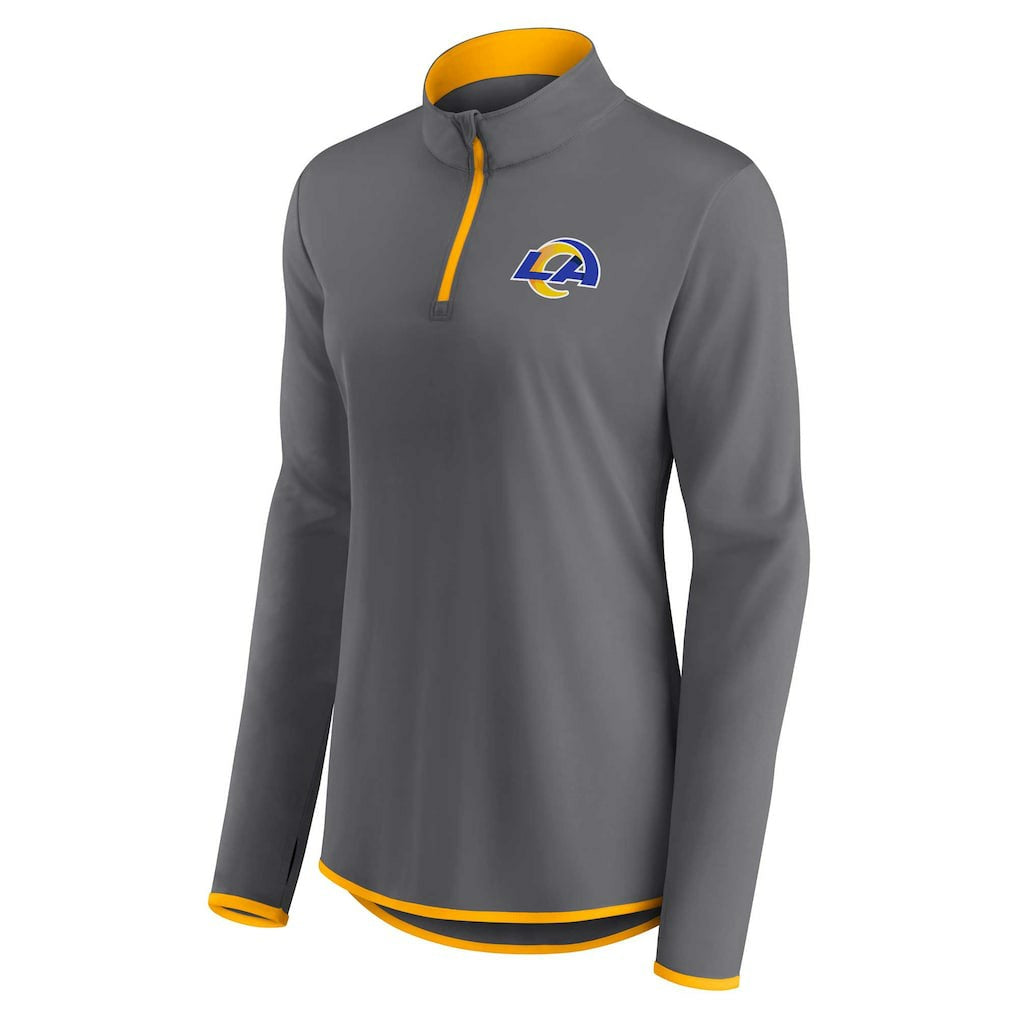 Los Angeles Rams Women's Adult Corner Long Sleeve 1/4 Zip Top Gray